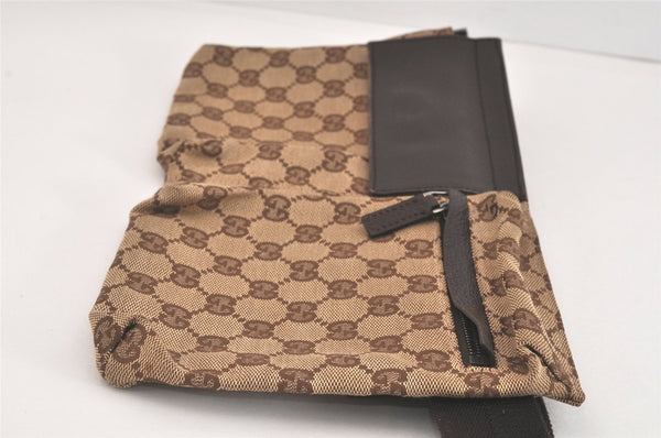 Authentic GUCCI Vintage Waist Body Bag Purse GG Canvas Leather 28566 Brown 1342M