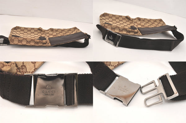 Authentic GUCCI Vintage Waist Body Bag Purse GG Canvas Leather 28566 Brown 1342M