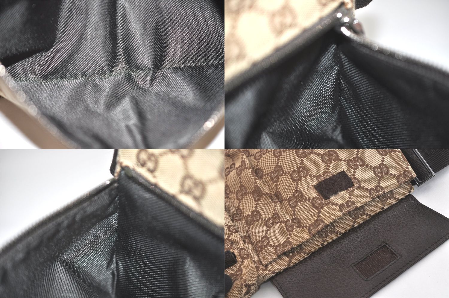 Authentic GUCCI Vintage Waist Body Bag Purse GG Canvas Leather 28566 Brown 1342M