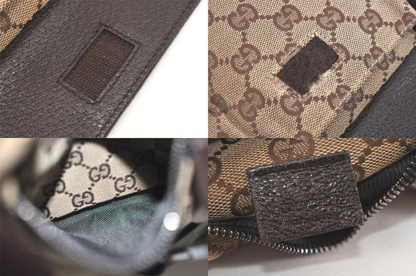 Authentic GUCCI Vintage Waist Body Bag Purse GG Canvas Leather 28566 Brown 1342M