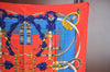 Authentic HERMES Carre 90 Scarf "Grand Manege" Silk Red 1343G