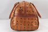 Authentic MCM Visetos Leather 2Way Travel Shoulder Boston Bag Brown 1343K