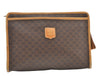 Authentic CELINE Macadam Blason Pattern Clutch Hand Bag PVC Leather Brown 1344K