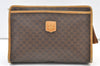 Authentic CELINE Macadam Blason Pattern Clutch Hand Bag PVC Leather Brown 1344K