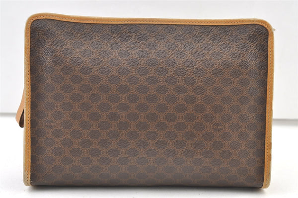 Authentic CELINE Macadam Blason Pattern Clutch Hand Bag PVC Leather Brown 1344K