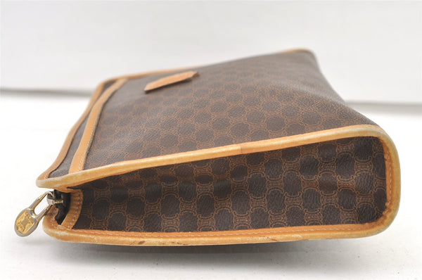 Authentic CELINE Macadam Blason Pattern Clutch Hand Bag PVC Leather Brown 1344K