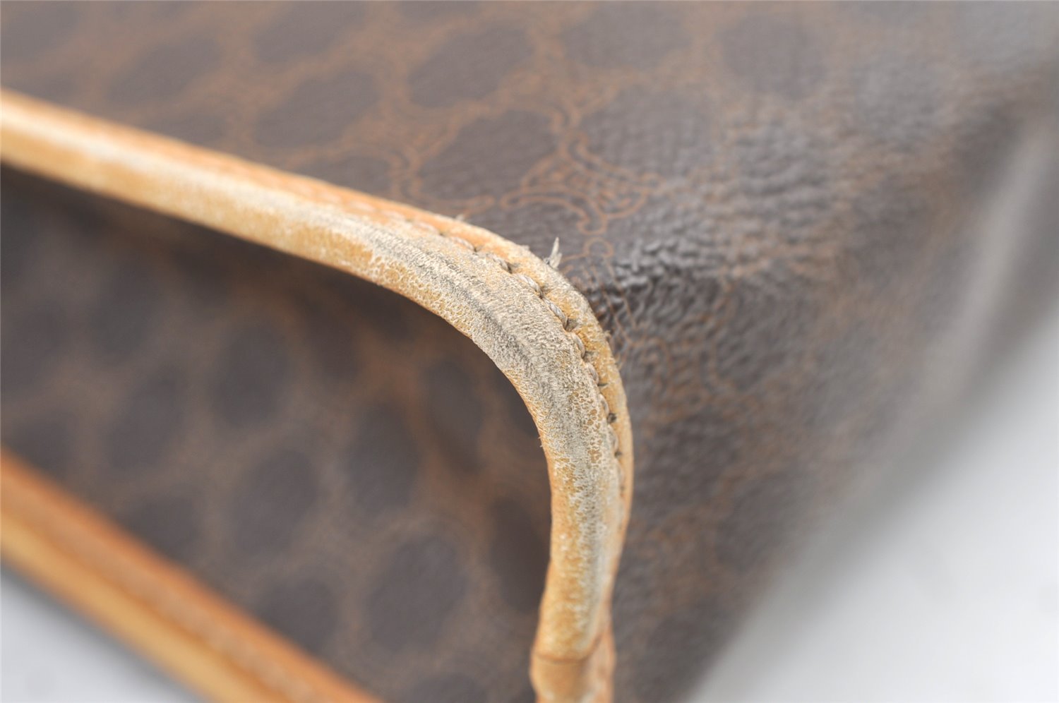 Authentic CELINE Macadam Blason Pattern Clutch Hand Bag PVC Leather Brown 1344K
