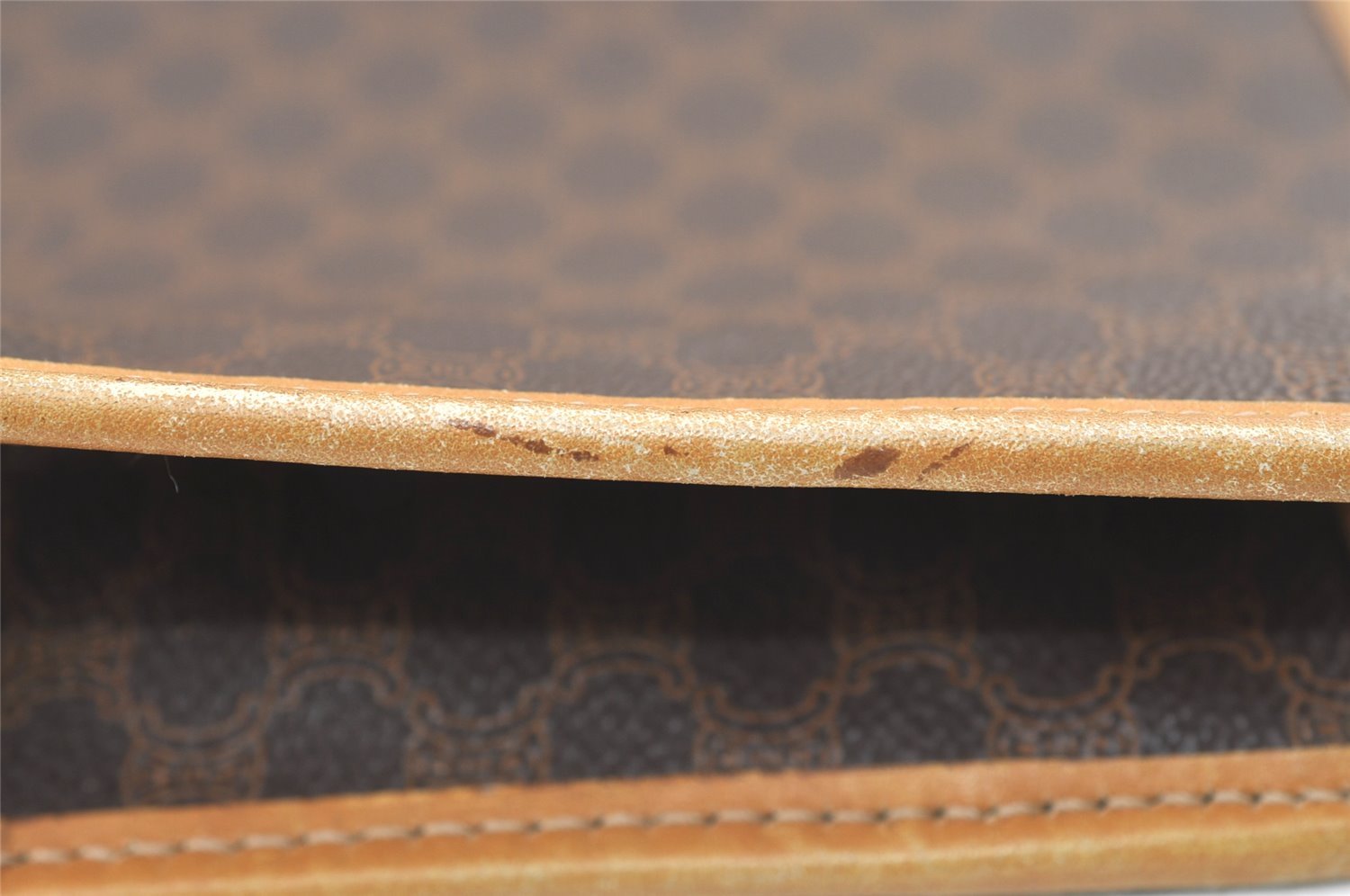 Authentic CELINE Macadam Blason Pattern Clutch Hand Bag PVC Leather Brown 1344K