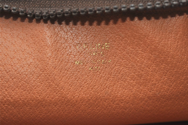 Authentic CELINE Macadam Blason Pattern Clutch Hand Bag PVC Leather Brown 1344K