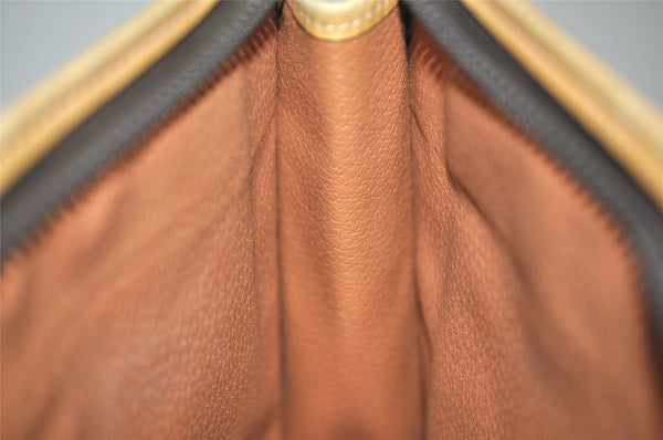 Authentic CELINE Macadam Blason Pattern Clutch Hand Bag PVC Leather Brown 1344K