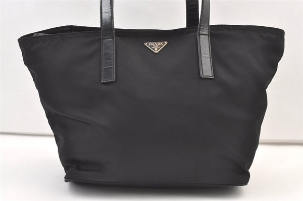 Authentic PRADA Vintage Nylon Leather Shoulder Tote Bag Black 1345K