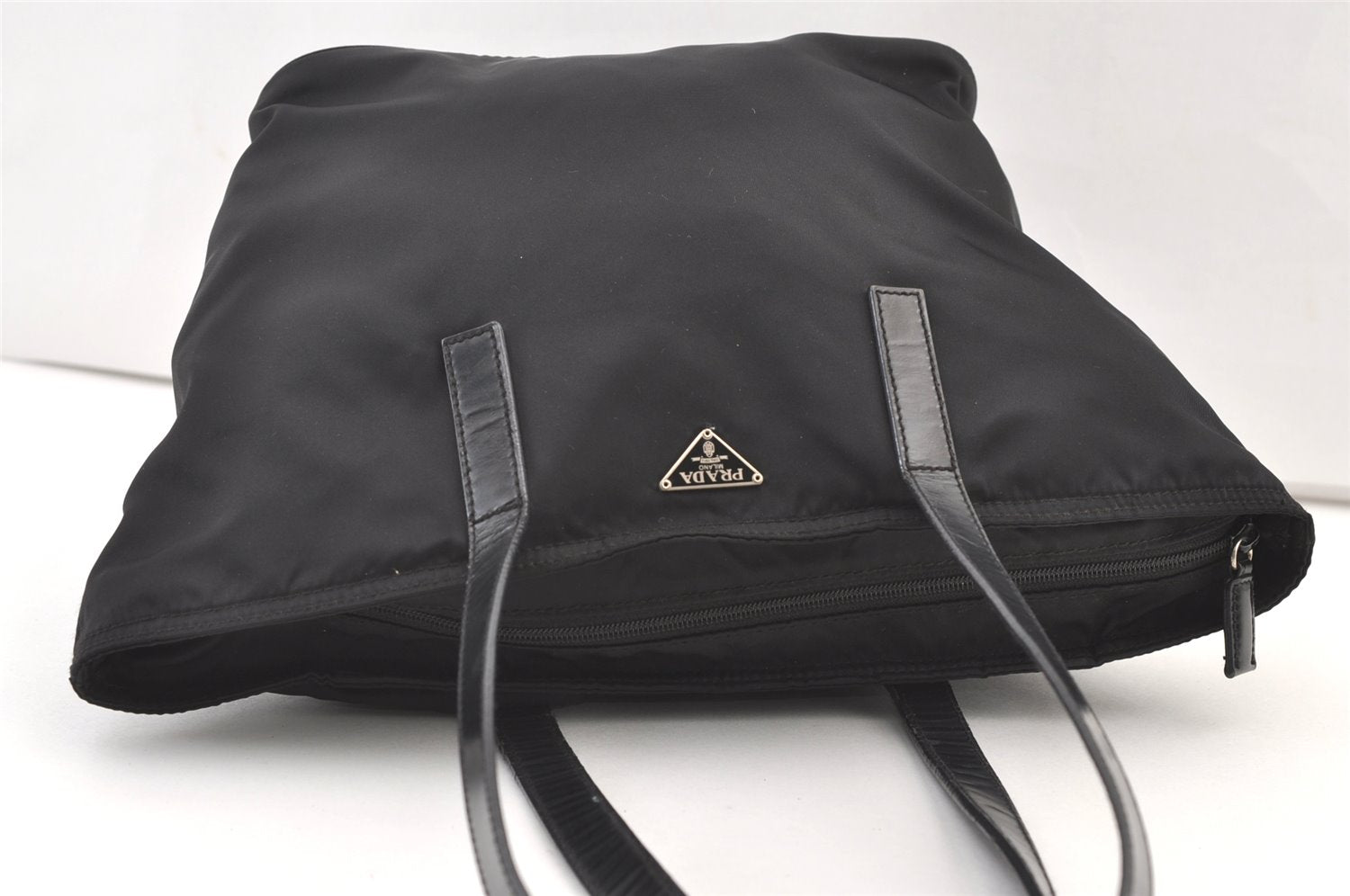 Authentic PRADA Vintage Nylon Leather Shoulder Tote Bag Black 1345K