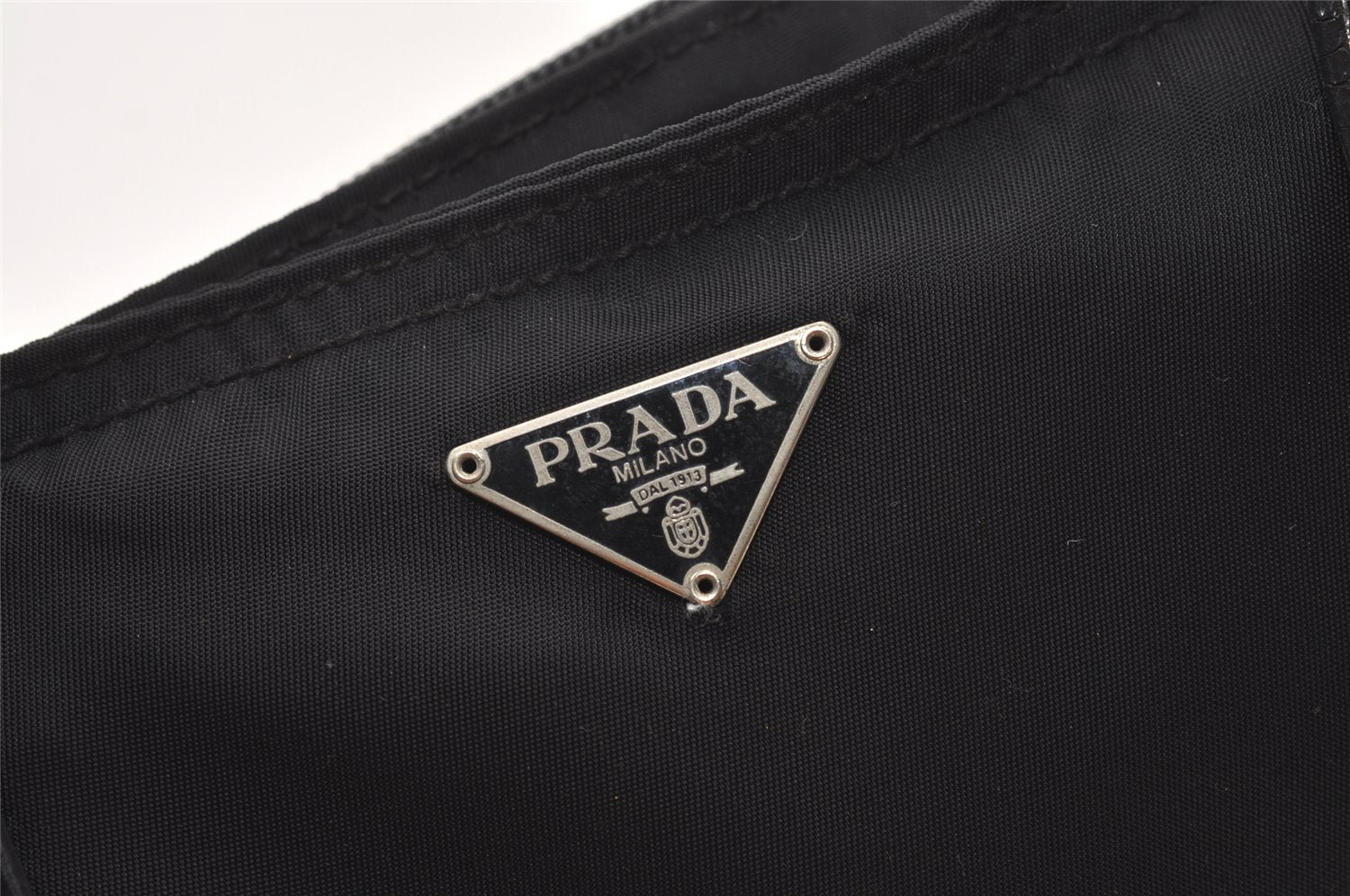 Authentic PRADA Vintage Nylon Leather Shoulder Tote Bag Black 1345K