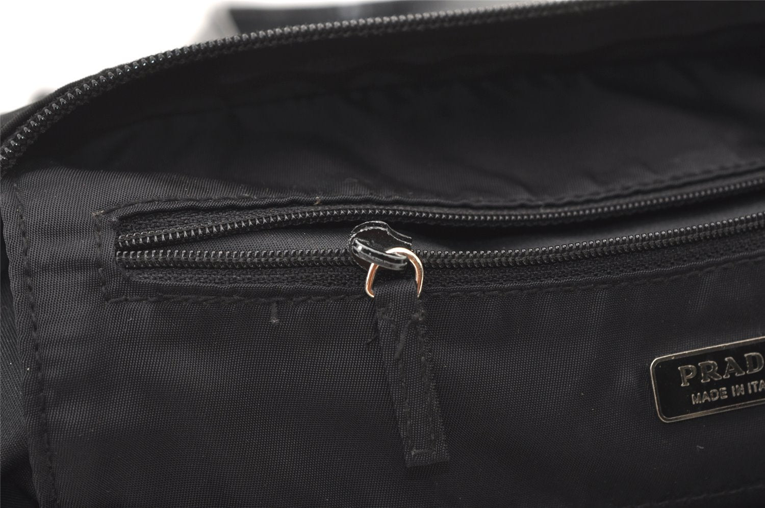 Authentic PRADA Vintage Nylon Leather Shoulder Tote Bag Black 1345K
