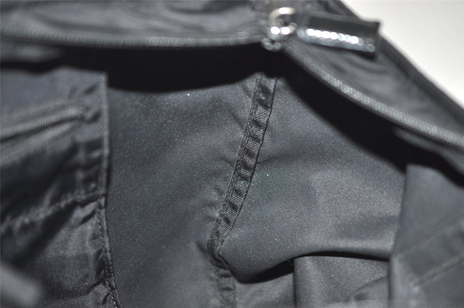 Authentic PRADA Vintage Nylon Leather Shoulder Tote Bag Black 1345K