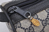 Authentic GUCCI Sherry Line Hand Boston Bag GG PVC Leather Navy Blue Junk 1346K