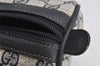 Authentic GUCCI Sherry Line Hand Boston Bag GG PVC Leather Navy Blue Junk 1346K