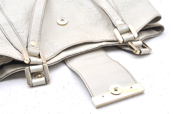 Authentic GUCCI Guccissima Shoulder Hand Tote Bag GG Leather 211937 White 1350I