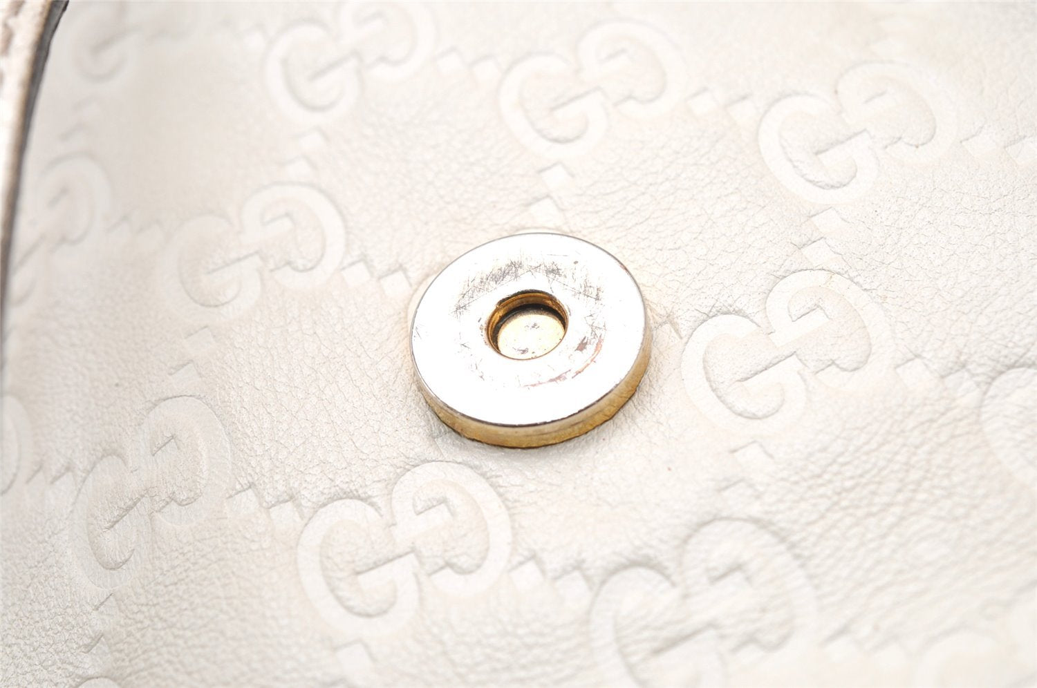 Authentic GUCCI Guccissima Shoulder Hand Tote Bag GG Leather 211937 White 1350I