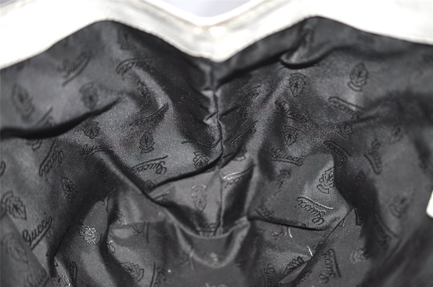 Authentic GUCCI Guccissima Shoulder Hand Tote Bag GG Leather 211937 White 1350I