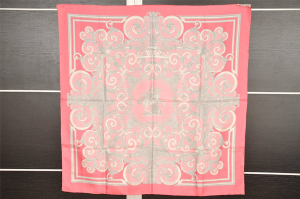 Authentic HERMES Carre 90 Scarf "LES TUILERIES" Silk Pink 1352I