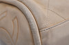 Authentic CHANEL Lamb Skin Matelasse Chain Shoulder Hand Bag Beige CC Logo 1353K