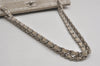 Authentic CHANEL Straw Matelasse Turnlock Chain Shoulder Tote Bag Silver 1354K