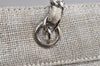 Authentic CHANEL Straw Matelasse Turnlock Chain Shoulder Tote Bag Silver 1354K