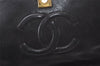 Authentic CHANEL Lamb Skin Turnlock Matelasse Chain Shoulder Bag Black 1355K