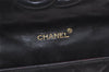 Authentic CHANEL Lamb Skin Turnlock Matelasse Chain Shoulder Bag Black 1355K