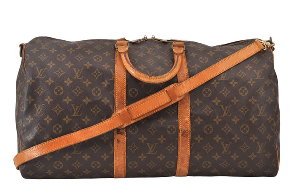 Authentic Louis Vuitton Monogram Keepall Bandouliere 55 M41414 Boston Bag 1356K