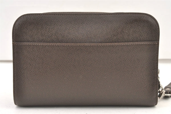 Authentic Louis Vuitton Taiga Baikal Clutch Bag Brown M30188 LV 1357K