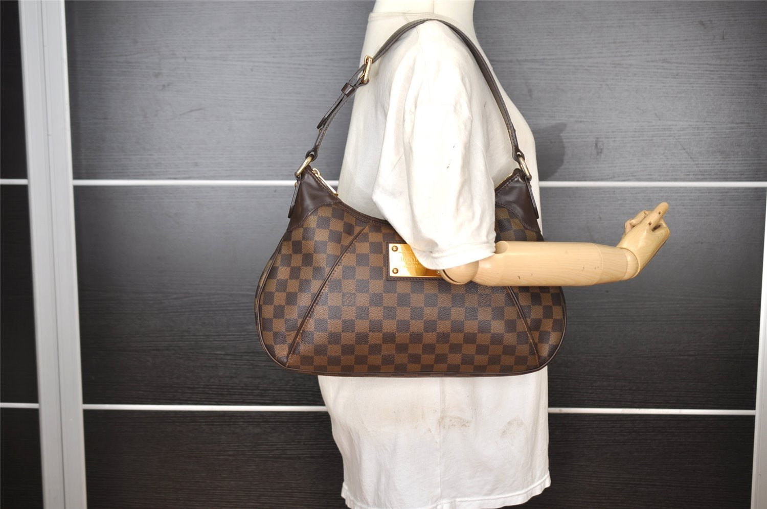 Authentic Louis Vuitton Damier Thames GM Shoulder Hand Bag N48181 LV 1362I