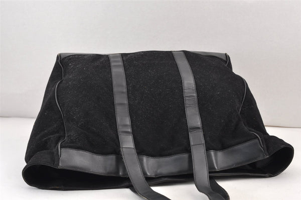 Authentic GUCCI Square GG Suede Leather Shoulder Tote Bag 91384 Black 1363K