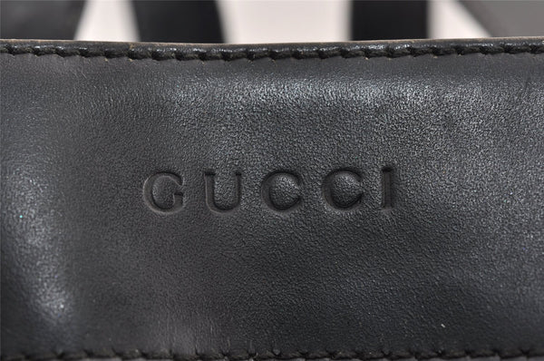 Authentic GUCCI Square GG Suede Leather Shoulder Tote Bag 91384 Black 1363K