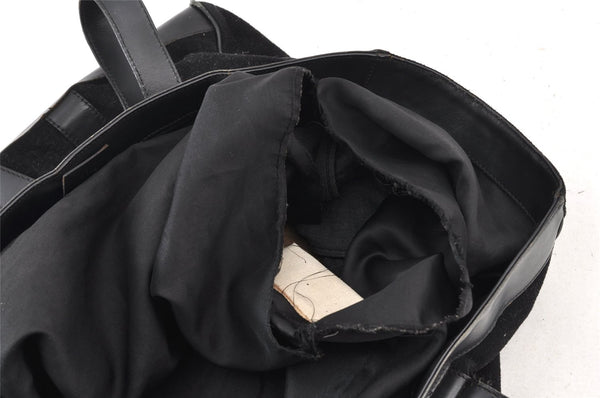 Authentic GUCCI Square GG Suede Leather Shoulder Tote Bag 91384 Black 1363K