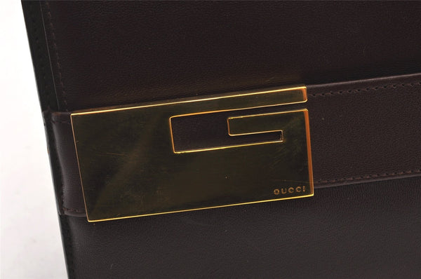 Authentic GUCCI Vintage Shoulder Hand Bag Purse Leather Brown 1364K