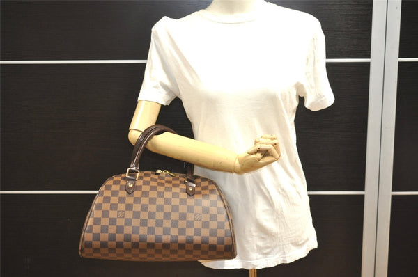 Authentic Louis Vuitton Damier Ribera MM Hand Boston Bag Purse N41434 LV 1365I