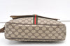 Authentic GUCCI Web Sherry Line Shoulder Bag GG PVC Leather Brown Junk 1365K