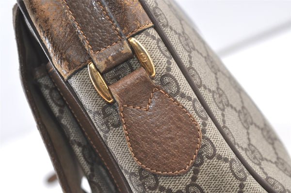 Authentic GUCCI Web Sherry Line Shoulder Bag GG PVC Leather Brown Junk 1365K