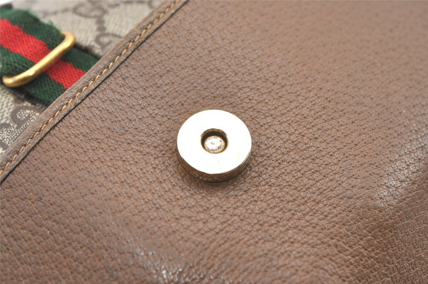 Authentic GUCCI Web Sherry Line Shoulder Bag GG PVC Leather Brown Junk 1365K