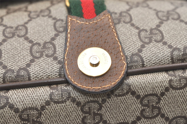 Authentic GUCCI Web Sherry Line Shoulder Bag GG PVC Leather Brown Junk 1365K