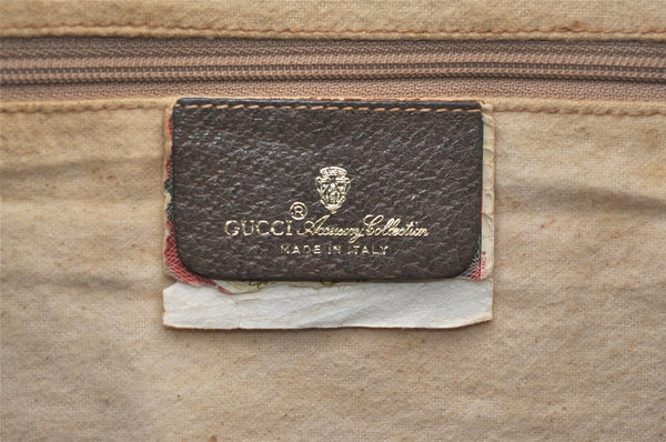 Authentic GUCCI Web Sherry Line Shoulder Bag GG PVC Leather Brown Junk 1365K