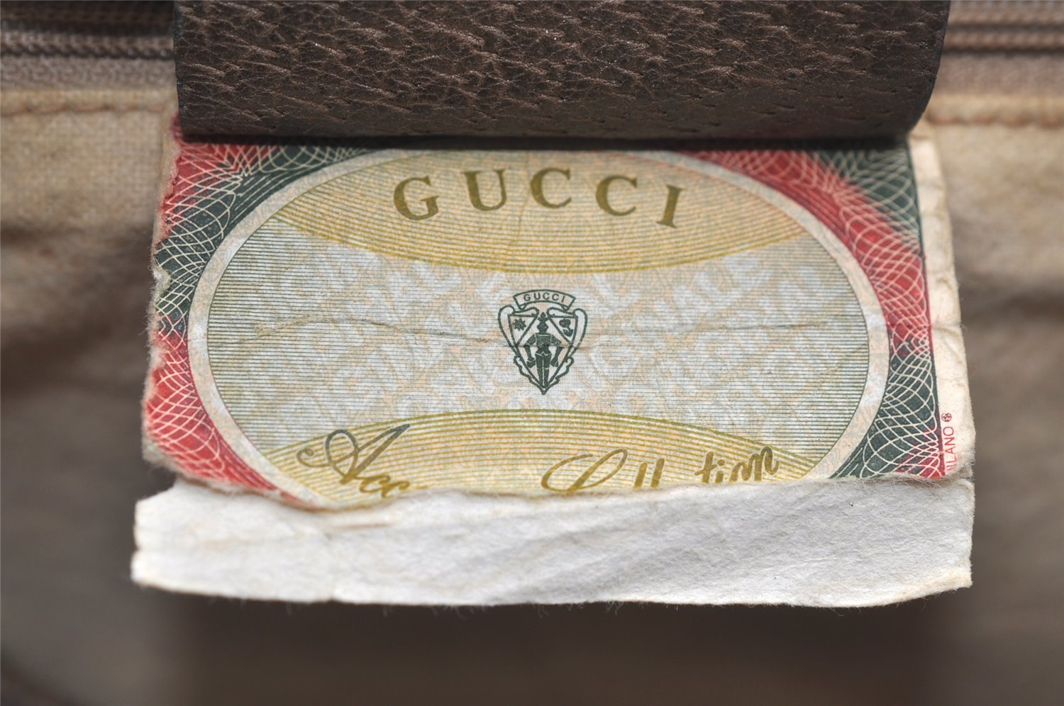 Authentic GUCCI Web Sherry Line Shoulder Bag GG PVC Leather Brown Junk 1365K