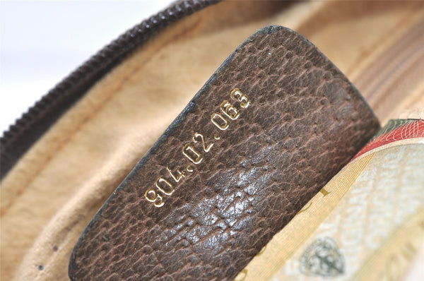 Authentic GUCCI Web Sherry Line Shoulder Bag GG PVC Leather Brown Junk 1365K