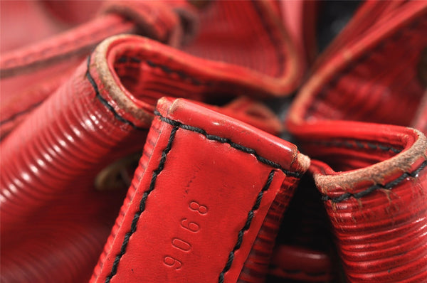 Authentic Louis Vuitton Epi Petit Noe Shoulder Drawstring Bag M44107 Red 1366I