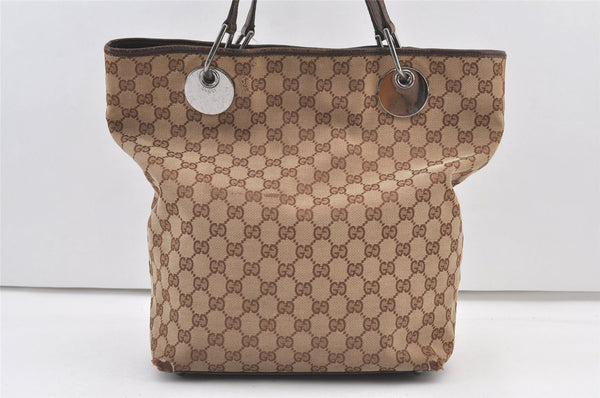 Authentic GUCCI Eclipse Shoulder Tote Bag GG Canvas Leather 120836 Brown 1366K