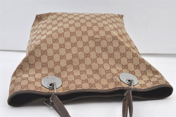 Authentic GUCCI Eclipse Shoulder Tote Bag GG Canvas Leather 120836 Brown 1366K