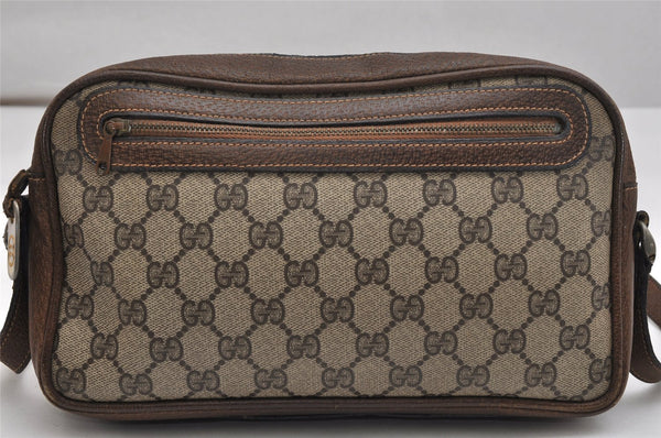 Authentic GUCCI Vintage Shoulder Cross Body Bag Purse GG PVC Leather Brown 1367K
