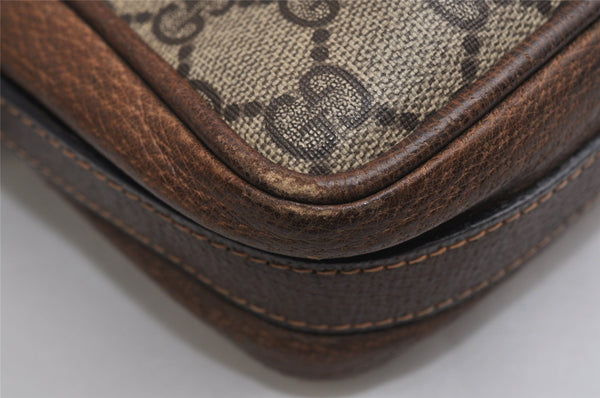 Authentic GUCCI Vintage Shoulder Cross Body Bag Purse GG PVC Leather Brown 1367K